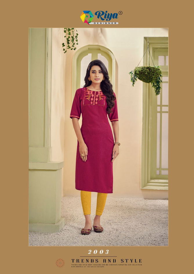 Riya Aarohi 2 New Designer Ethnic Wear Cotton Embroidery Kurti Collection